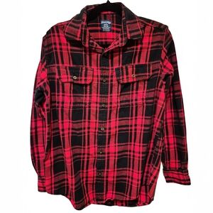 Faded Glory Red Black Plaid Flannel Shirt Men’s Small 34-36 Cotton